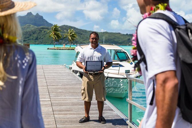 Bora Bora VIP Arrival Airport to Hotels Transfer - The Traditional Welcome: Flower Garland and Oshibori